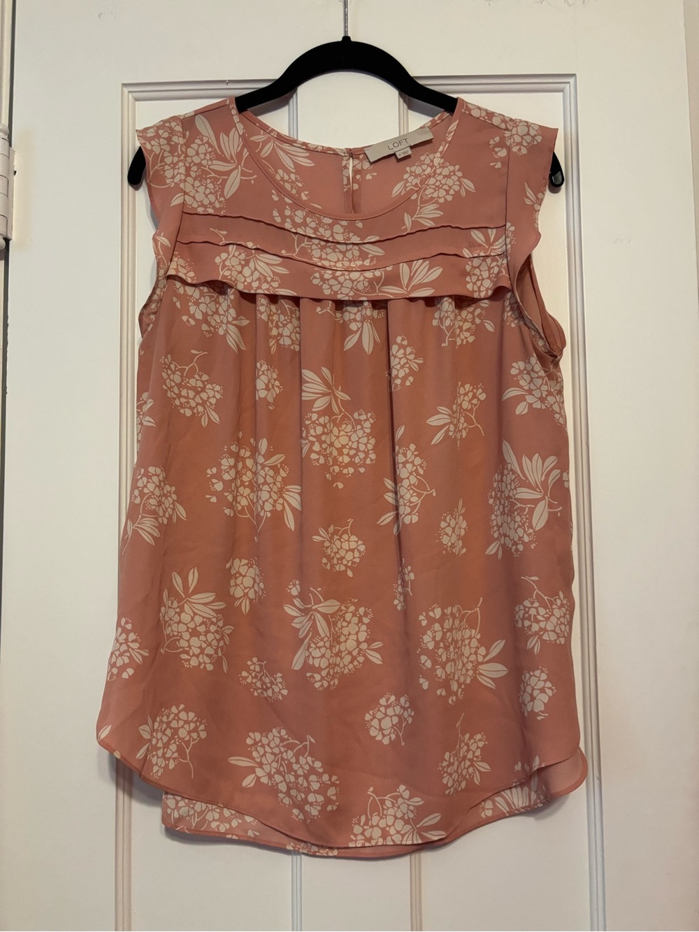 LOFT Dusty Rose Floral Ruffle Yoke Camisole